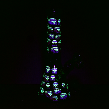 Pulsar Greatest Hits Series Herb Pipe Duo | V-Dubz | Beaker Bong Glow In The Dark Accents