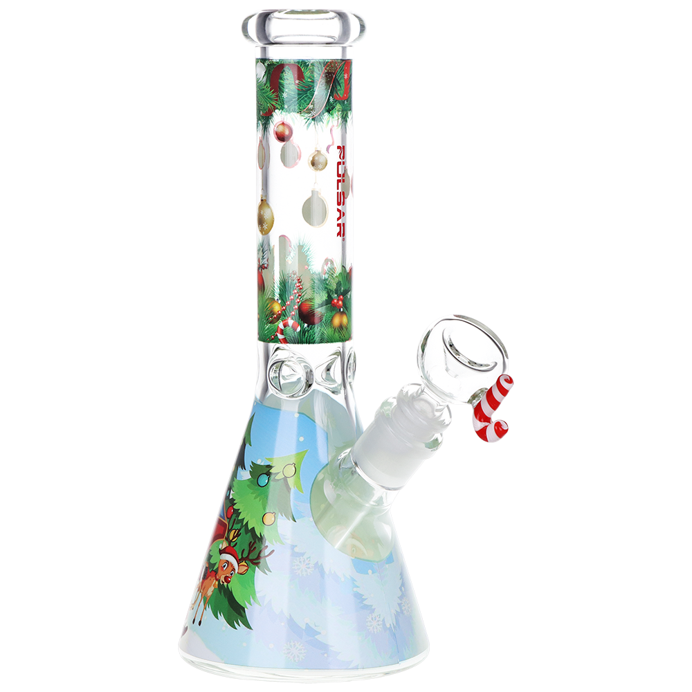 Pulsar Ho-Ho-Holiday Beaker Herb Pipe Duo | Bong Front View