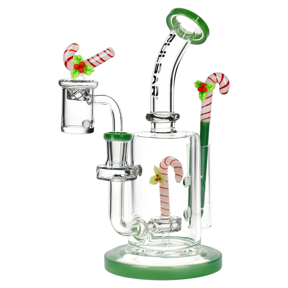 Pulsar Holidaze Dab Rig Set | Candy Cane | Front View
