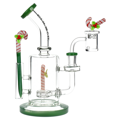 Pulsar Holidaze Dab Rig Set | Candy Cane | Side View