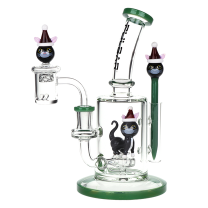 Pulsar Holidaze Dab Rig Set | Santa Cat | Front View