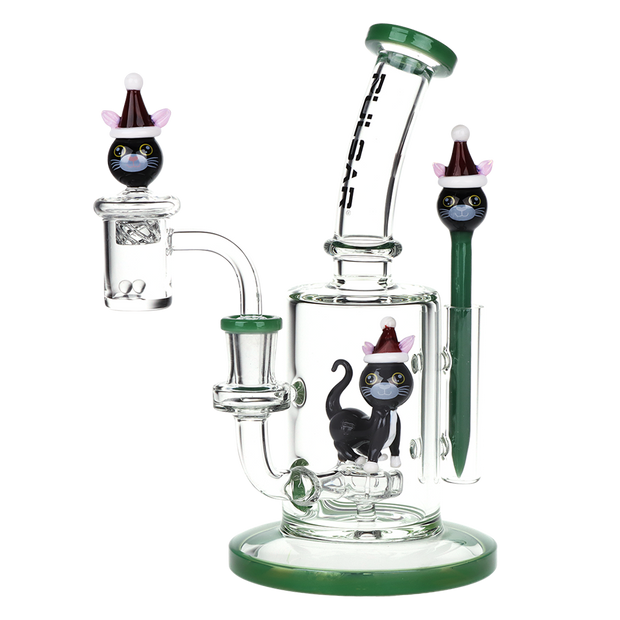 Pulsar Holidaze Dab Rig Set | Santa Cat | Front View