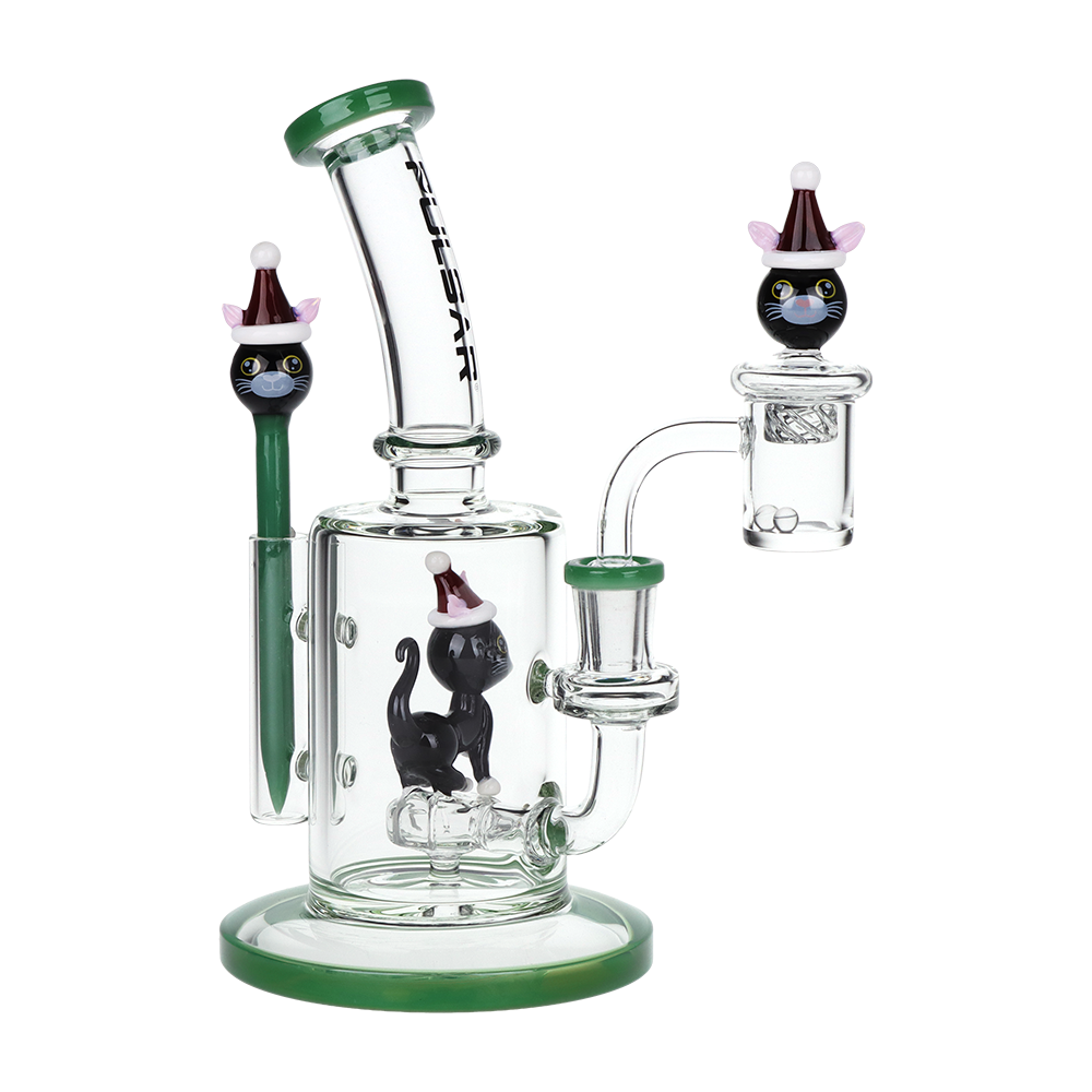 Pulsar Holidaze Dab Rig Set | Santa Cat | Side View