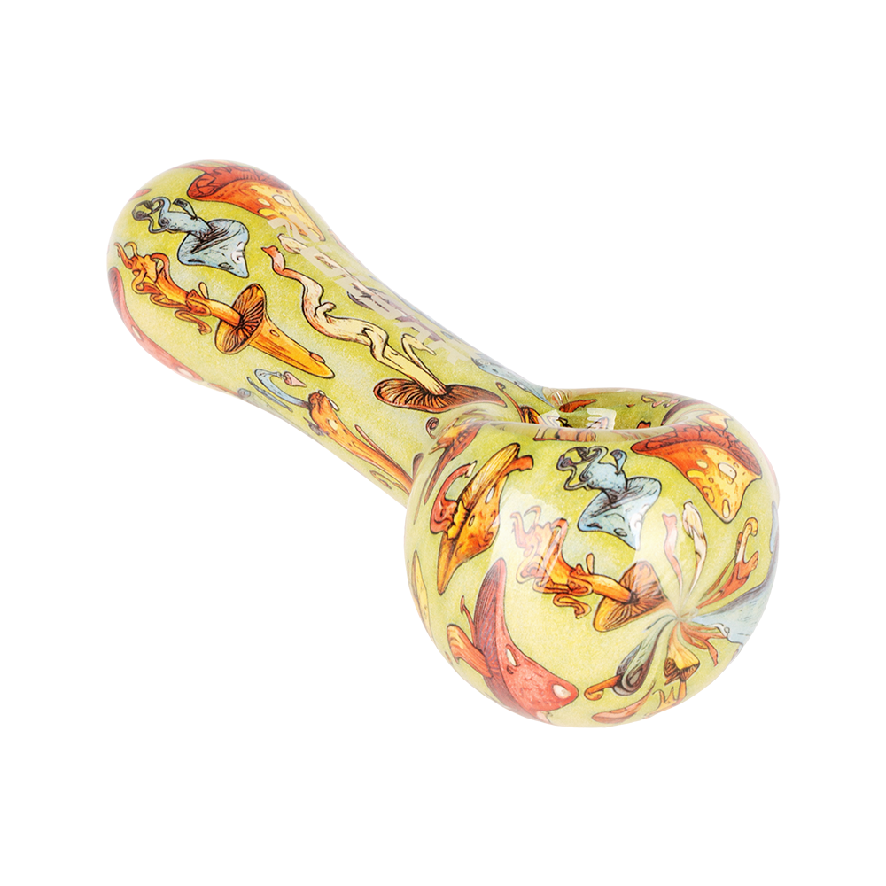 Pulsar Inside Print Spoon Pipe | Dancing Shrooms | Bowl Front View