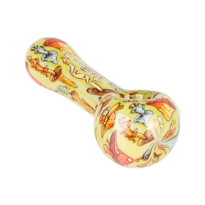 Pulsar Inside Print Spoon Pipe | Dancing Shrooms | Bowl Front View