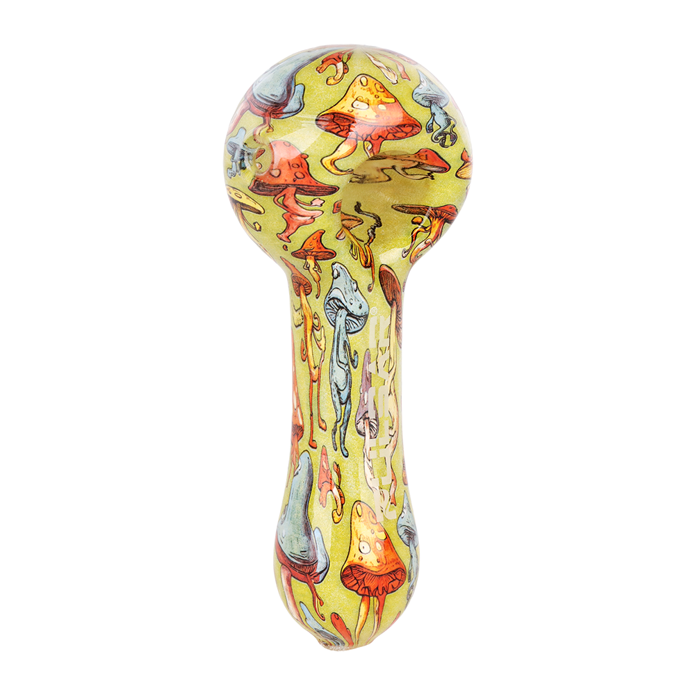 Pulsar Inside Print Spoon Pipe | Dancing Shrooms | Top View