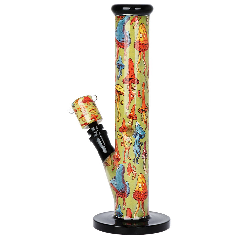 Pulsar Inside Print Straight Tube Bong | Dancing Shrooms | Back View