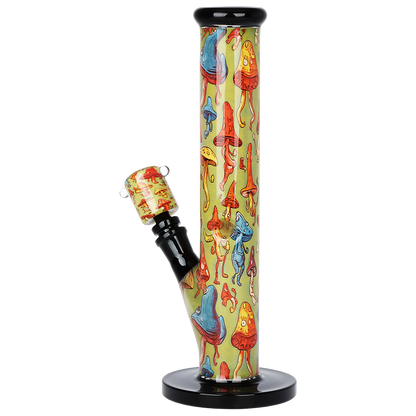 Pulsar Inside Print Straight Tube Bong | Dancing Shrooms | Back View