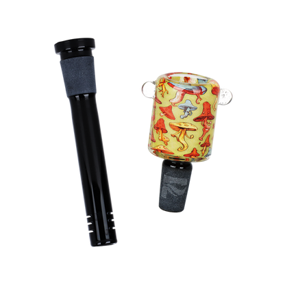 Pulsar Inside Print Straight Tube Bong | Dancing Shrooms | Downstem & Herb Slide