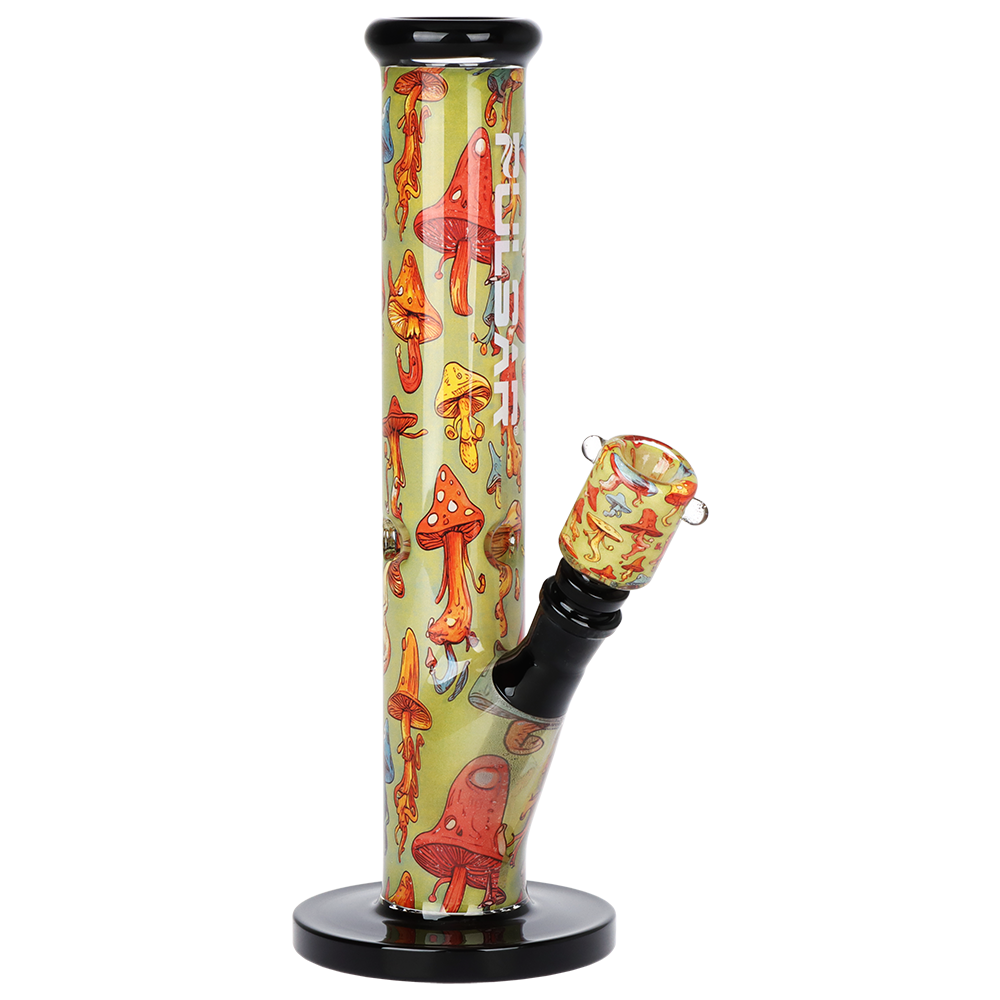 Pulsar Inside Print Straight Tube Bong | Dancing Shrooms | Front View