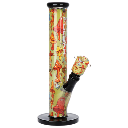 Pulsar Inside Print Straight Tube Bong | Dancing Shrooms | Front View