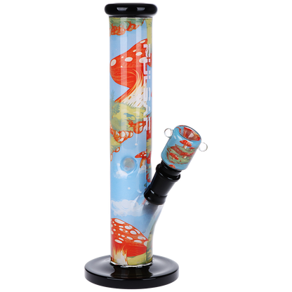 Pulsar Inside Print Straight Tube Bong | Floating Mushrooms | Front View