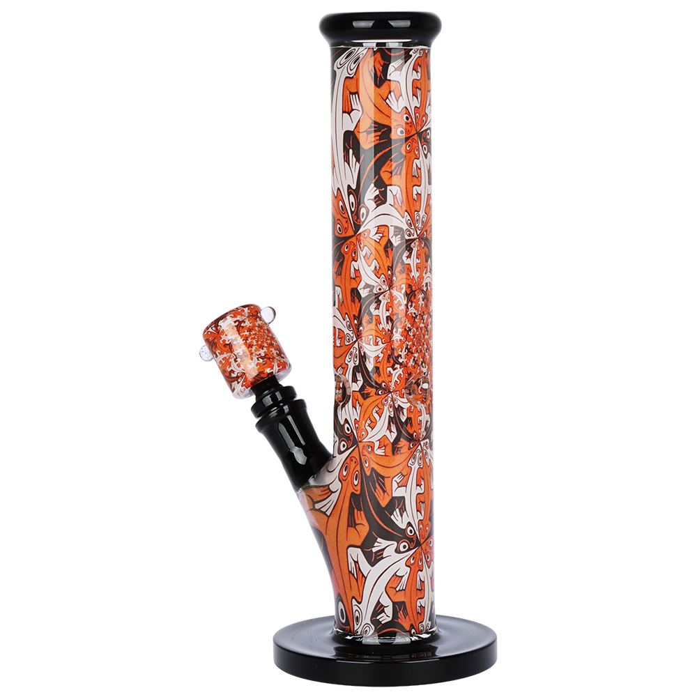 Pulsar Inside Print Straight Tube Bong | Interlocking Lizards | Side View