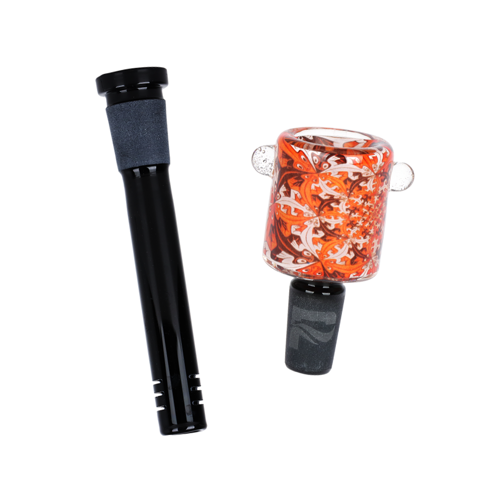 Pulsar Inside Print Straight Tube Bong | Interlocking Lizards | Downstem & Herb Slide