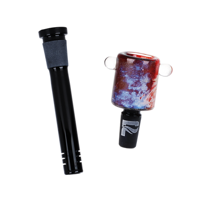 Pulsar Inside Print Straight Tube Bong | Nebular | Matching Herb Slide & Slitted Downstem