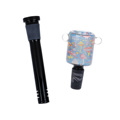 Pulsar Inside Print Straight Tube Bong | Neon Shrooms | Downstem & Herb Slide