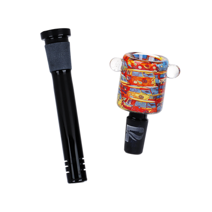 Pulsar Inside Print Straight Tube Bong | Van Life | Matching Herb Slide & Slitted Downstem