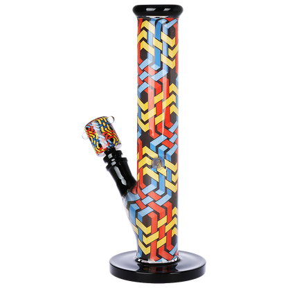Pulsar Inside Print Straight Tube Bong | Wavy Weave | Back View