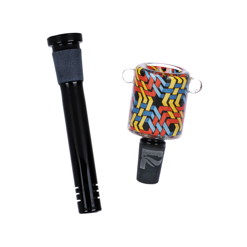 Pulsar Inside Print Straight Tube Bong | Wavy Weave | Downstem & Herb Slide