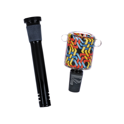 Pulsar Inside Print Straight Tube Bong | Wavy Weave | Downstem & Herb Slide