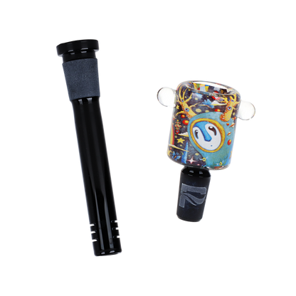 Pulsar Inside Print Straight Tube Bong | The World Was Mad | Matching Herb Slide & Slitted Downstem