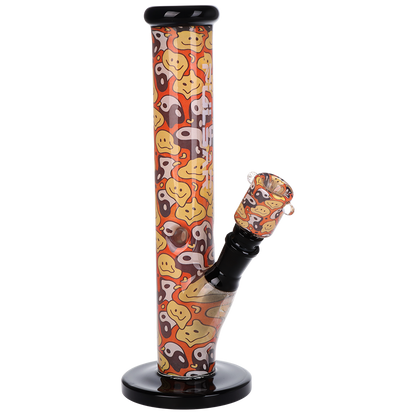 Pulsar Inside Print Straight Tube Bong | Yin Yang Y'all | Front View