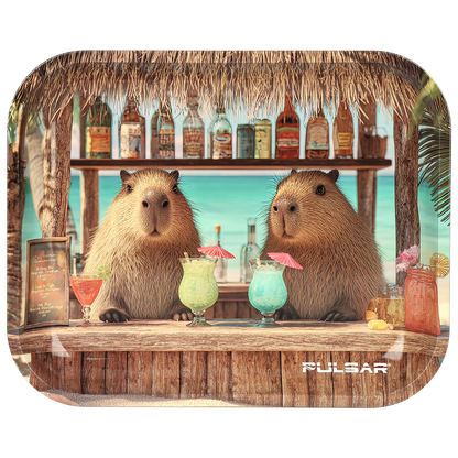 Pulsar Large Metal Rolling Tray | Capybara Cabana | Front View