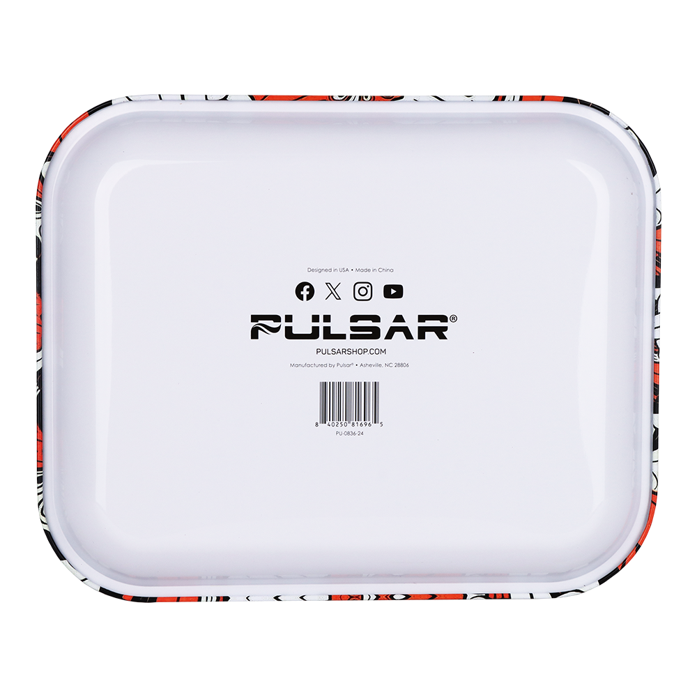 Pulsar Large Metal Rolling Tray | Interlocking Lizards | Back View