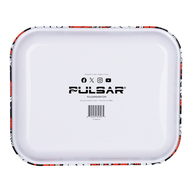 Pulsar Large Metal Rolling Tray | Interlocking Lizards | Back View