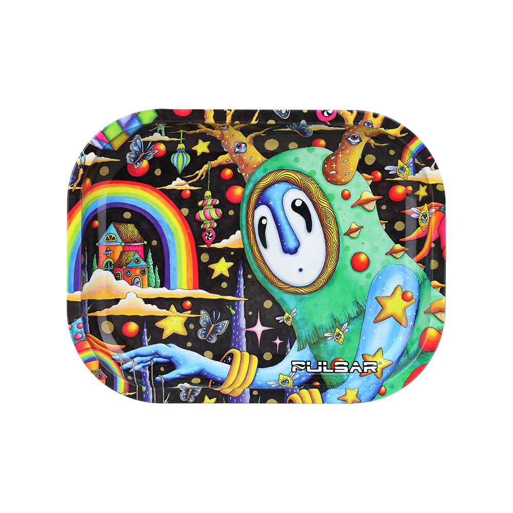 Pulsar Mini Metal Rolling Tray | The World Was Mad | Front View