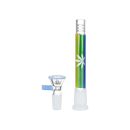 Pulsar Pride Glow Beaker Bong | Matching Downstem & Herb Slide