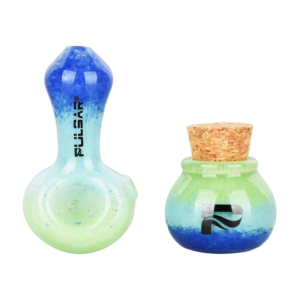 Pulsar Puff n' Stash Spoon Pipe & Jar Set | Blue Ombre