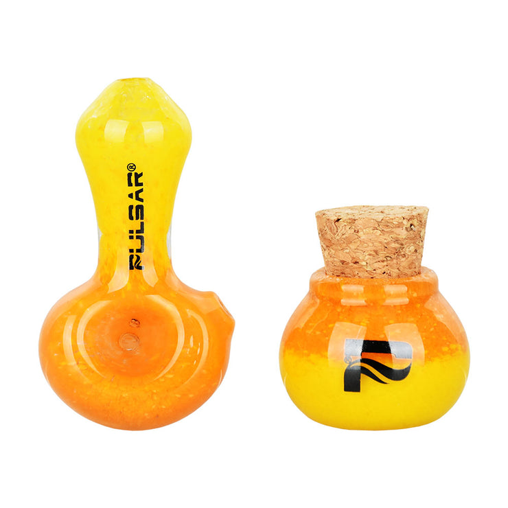 Pulsar Puff n' Stash Spoon Pipe & Jar Set | Yellow Ombre
