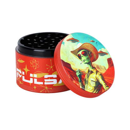Pulsar Side Art Design Series Grinder | Cowboy Alien | Top Open View