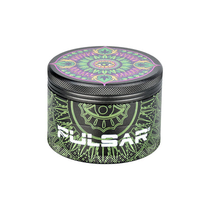 Pulsar Side Art Design Series Grinder | Hemp Mandala | Closed View