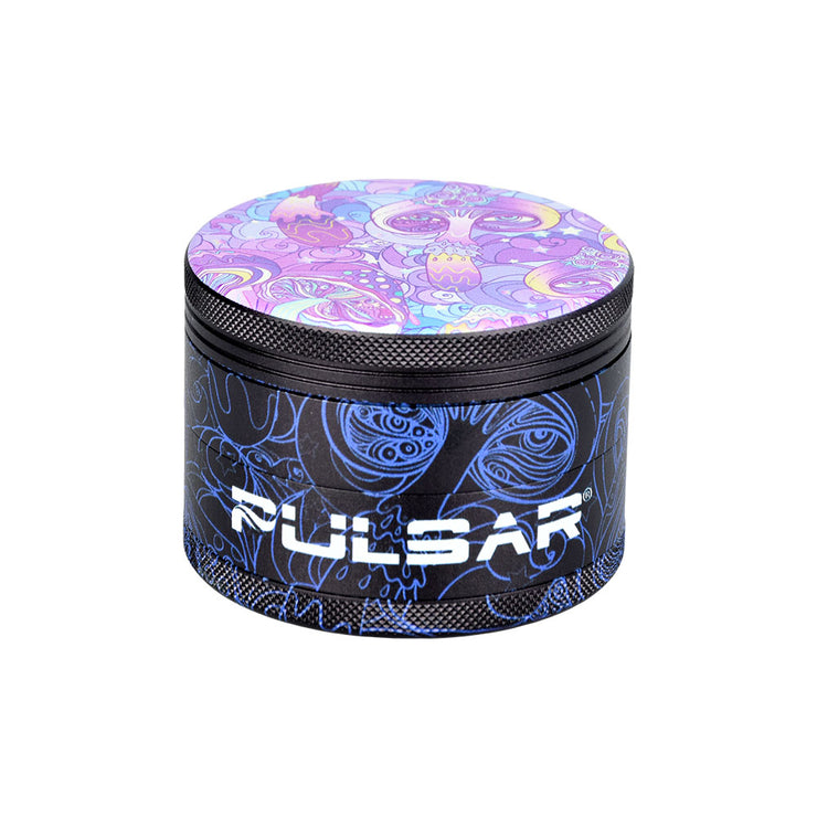 Pulsar Side Art Design Series Grinder | Melting Mushroom | Closed View