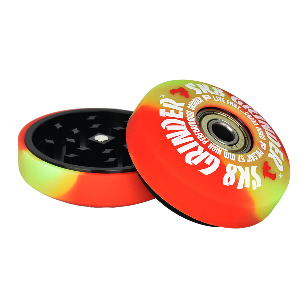 Pulsar SK8 Herb Grinder | UV Reactive Blazin' Flames | Open View