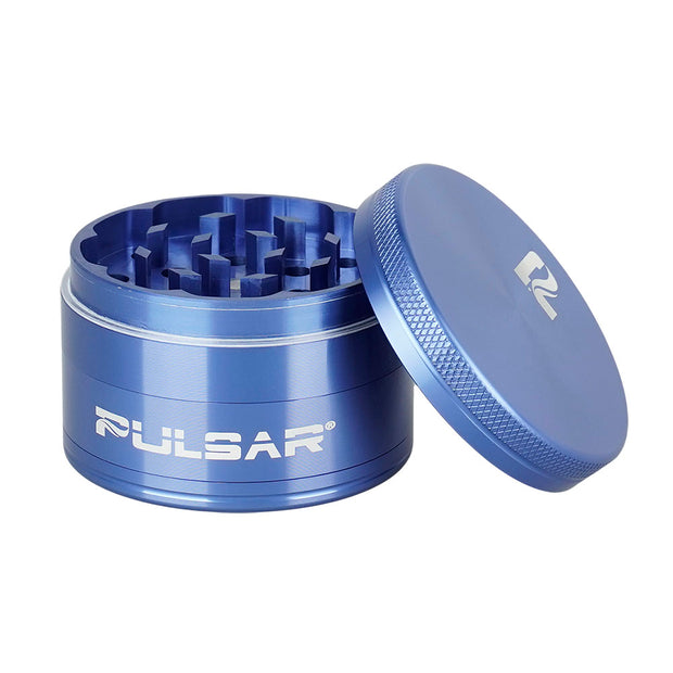 Pulsar Solid Top Aluminum Grinder | 4pc | 2.25" | Blue Open View