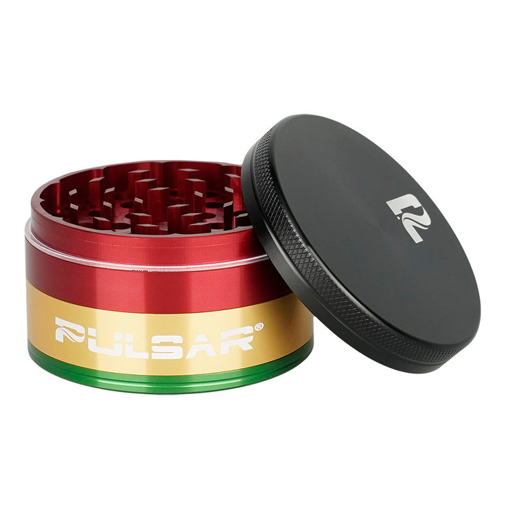 Pulsar Solid Top Aluminum Grinder | 4pc | 2.5" | Rasta Open View