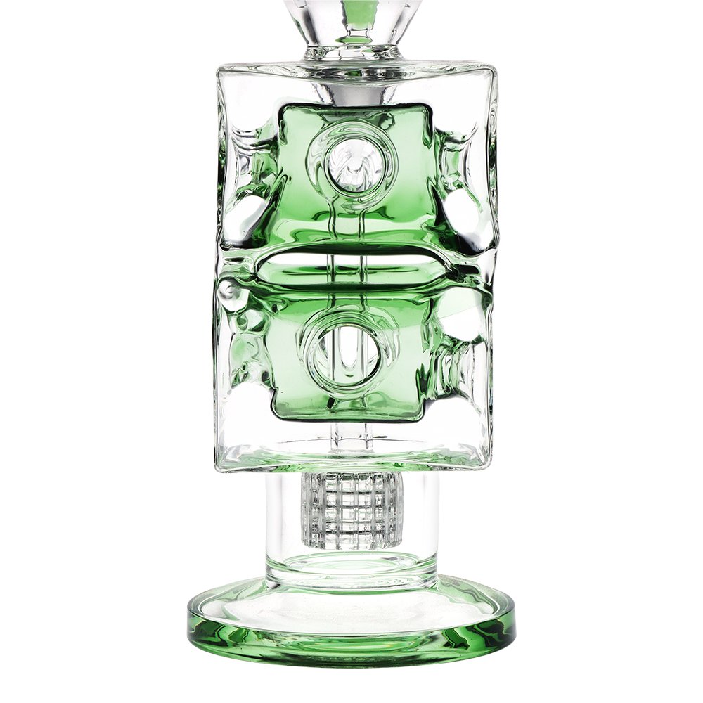 Pulsar Swiss Block Double Stack Bong | Double Swiss Percs & Matrix Perc | Close View