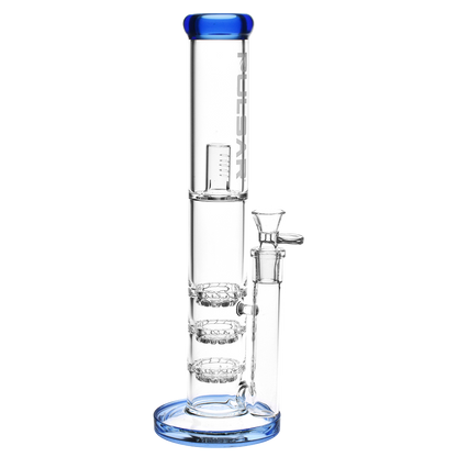 Pulsar Triple Turbine Perc Straight Tube Bong | Blue
