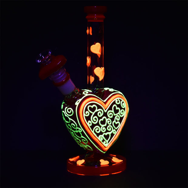 Pulsar Victorian Glow Valentines Day Bong | Glow In The Dark Accents
