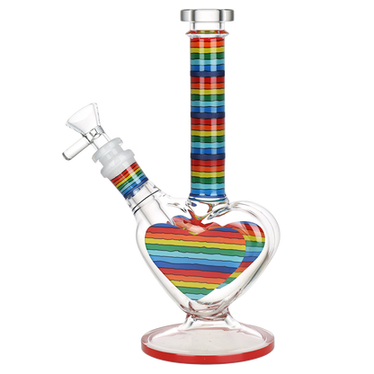 Rainbow Striped Heart Bong | Alt Side View