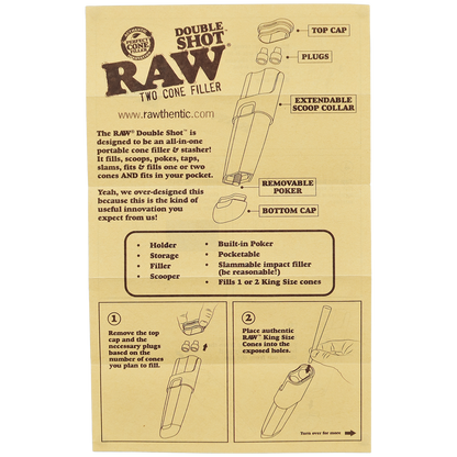RAW Double Shot Two Cone Filler | Instructions