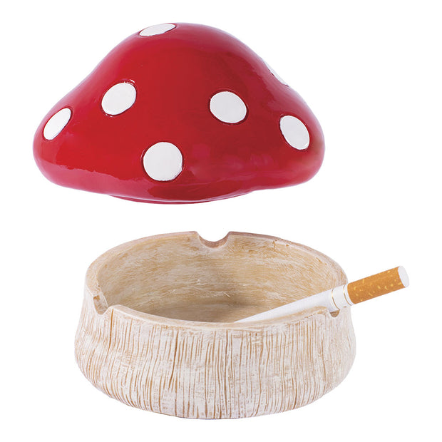 2-in-1 Red Mushroom Covered Ashtray | Built-in Cigarette Rests
