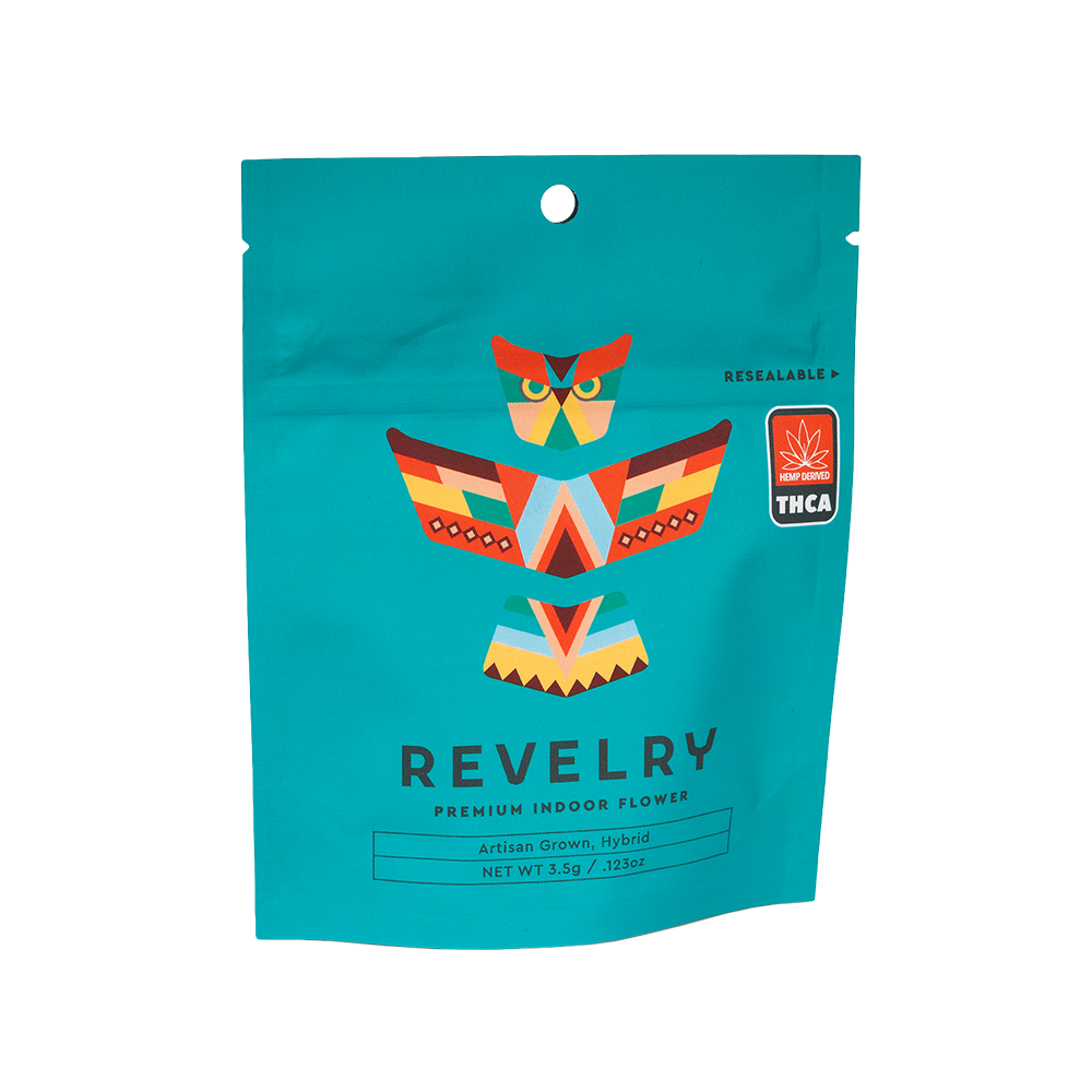 Revelry Premium Indoor THCA Flower | 3.5 Gram Package | Hybrid Packaging