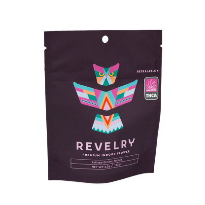 Revelry Premium Indoor THCA Flower | 3.5 Gram Package | Indica Packaging