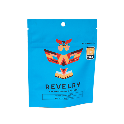 Revelry Premium Indoor THCA Flower | 3.5 Gram Package | Sativa Packaging