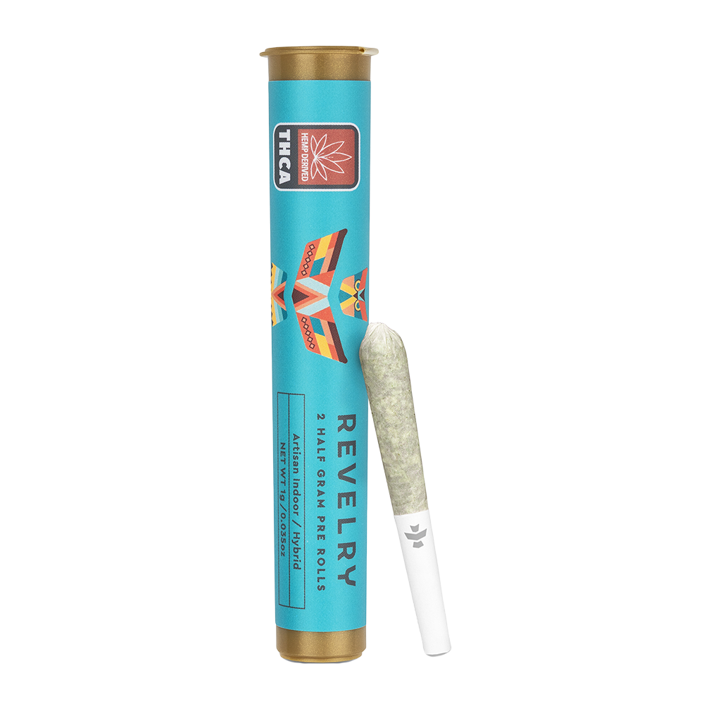 Revelry Premium Indoor THCA Pre-Rolls | Hybrid | 2 Piece Tube