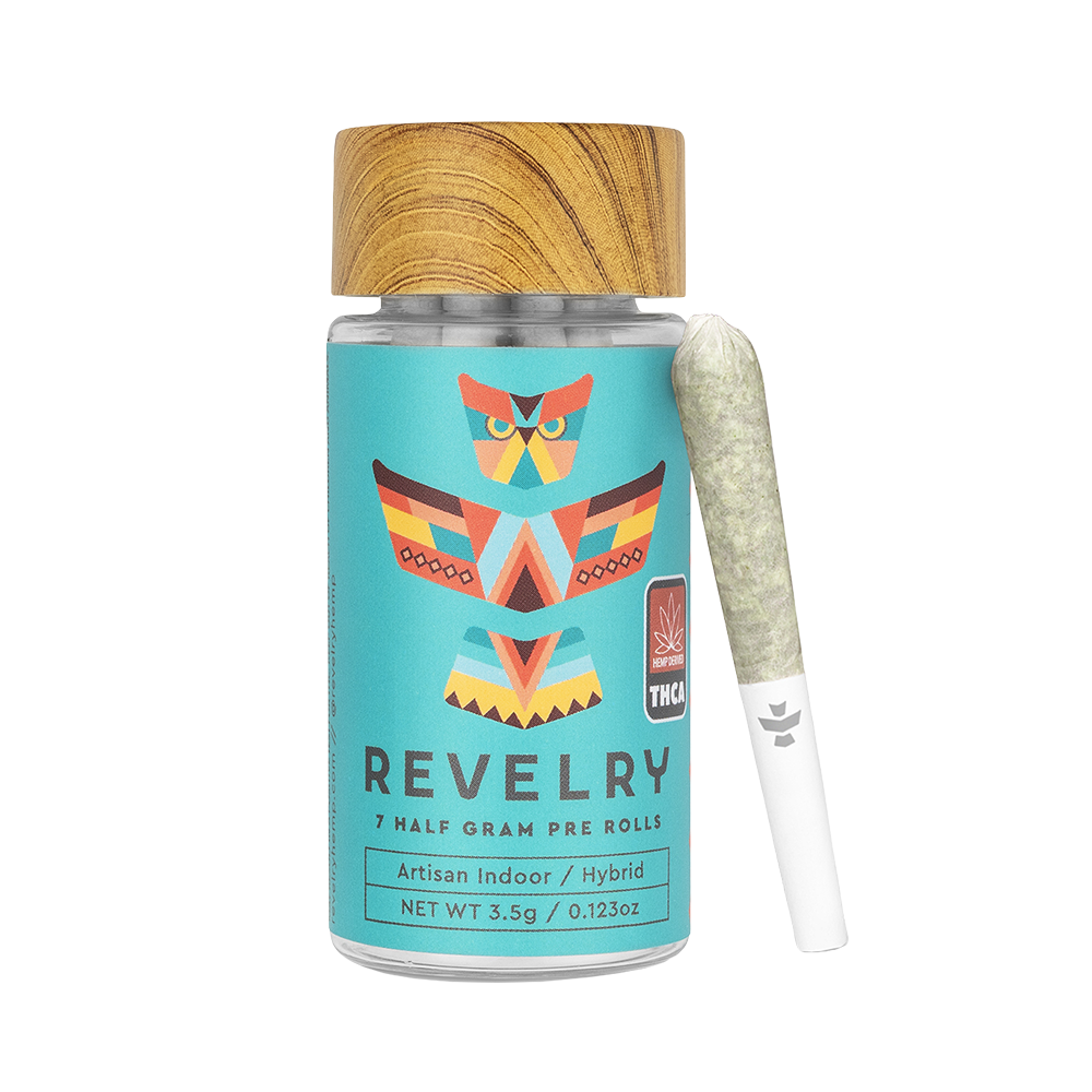 Revelry Premium Indoor THCA Pre-Rolls | Hybrid | 7 Piece Jar